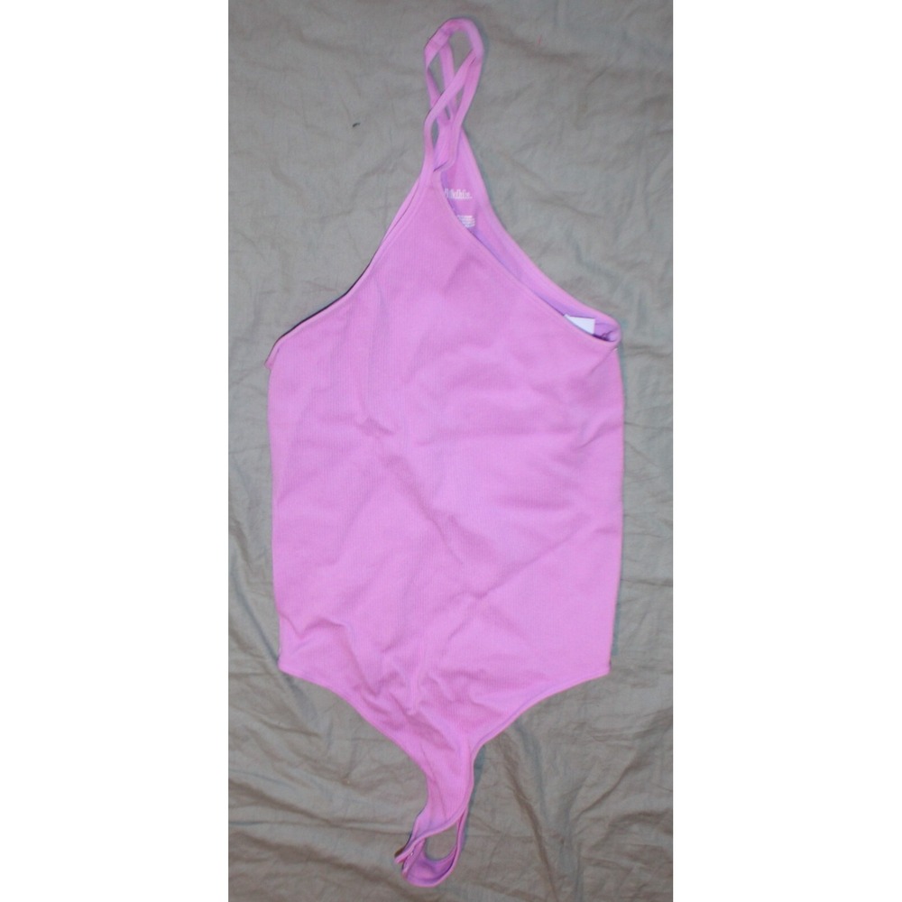 Wild Fable women's Bodysuit Seamless ribbed high triangle neck Purple Sz XS NEW